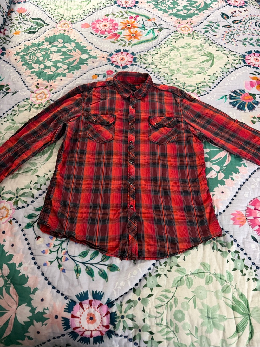 INC International Concepts Red & Black Plaid Button-Down Shirt